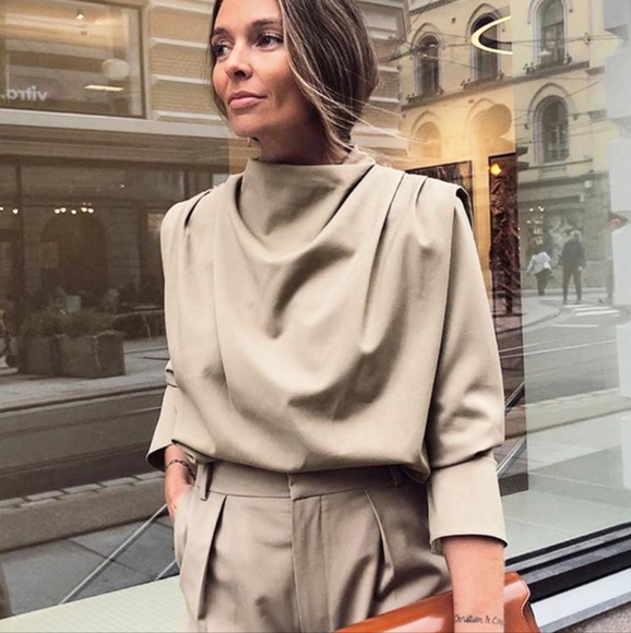 Zara Tops - NWTs zara pleated cowl neck blouse